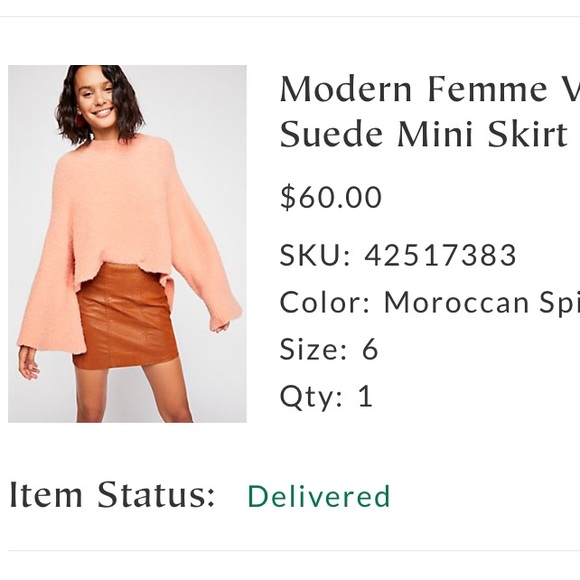 Free People Modern Femme Vegan Suede Mini Skirt - Picture 3 of 6